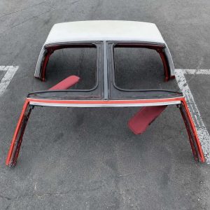 Alternative view of Complete assembly t-top for a good body. Sheet metal and glass